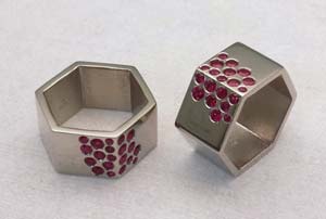 Ruby ring set plated in platinum